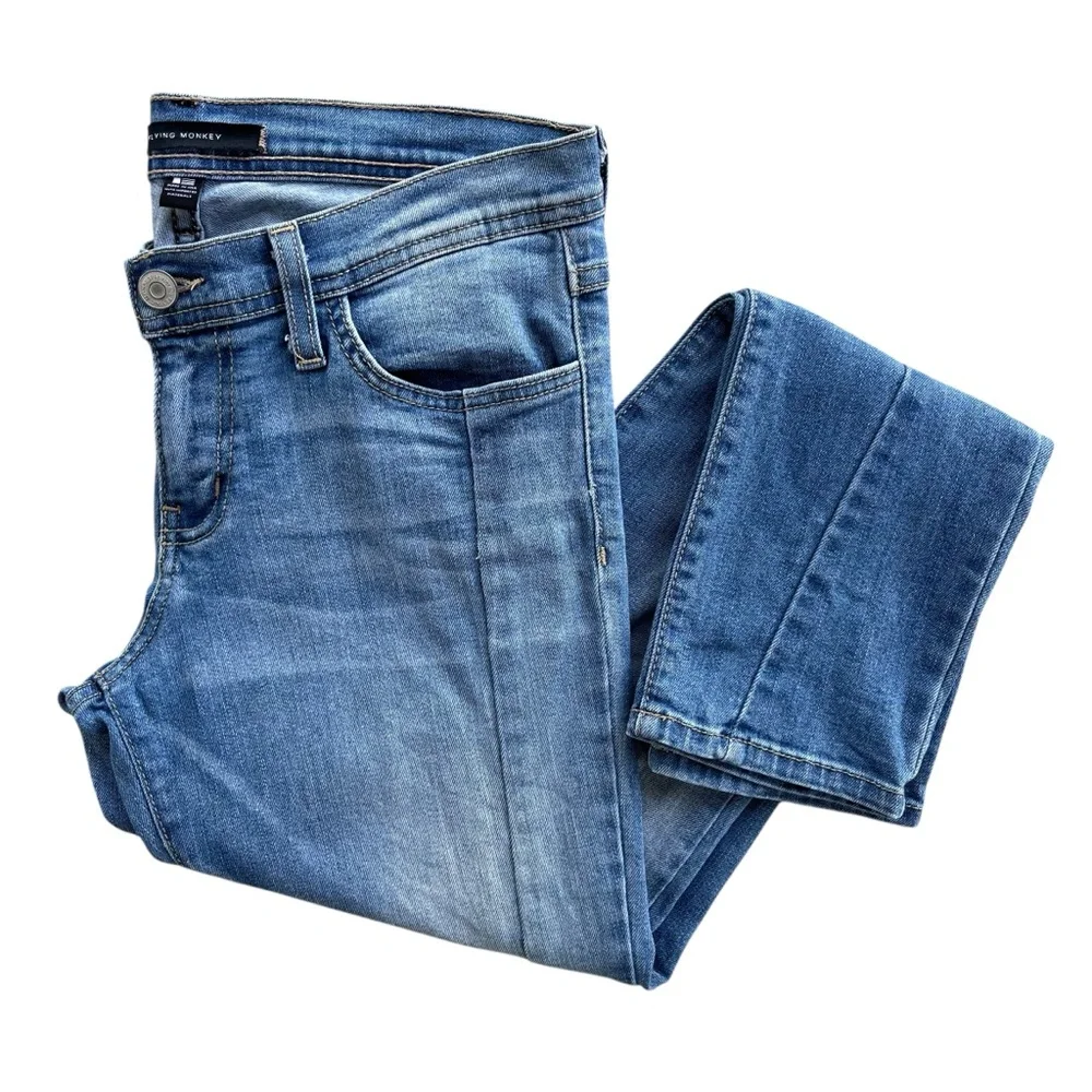 Flying Monkey Women’s 27 Light Wash Denim Front Seam Low Rise Ankle Skinny Jeans